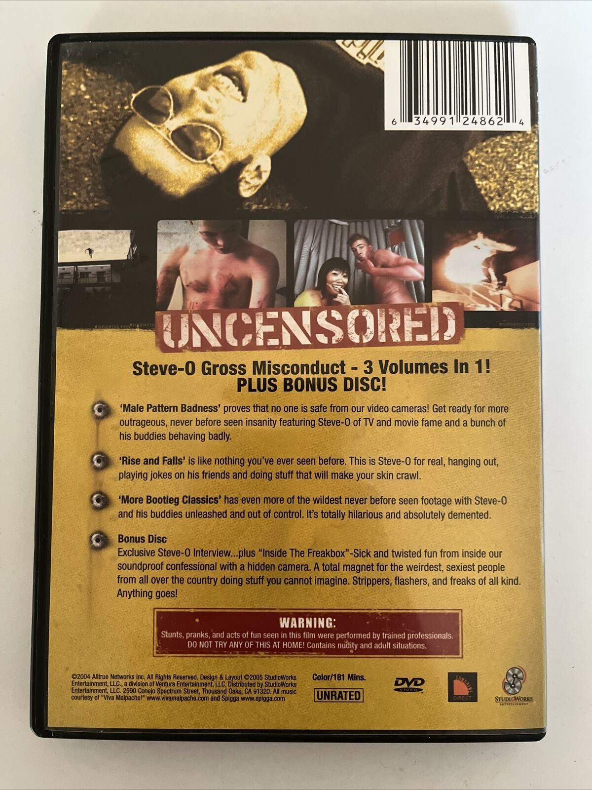 Steve O - Gross Misconduct UNCENSORED (DVD, 2005) All Regions