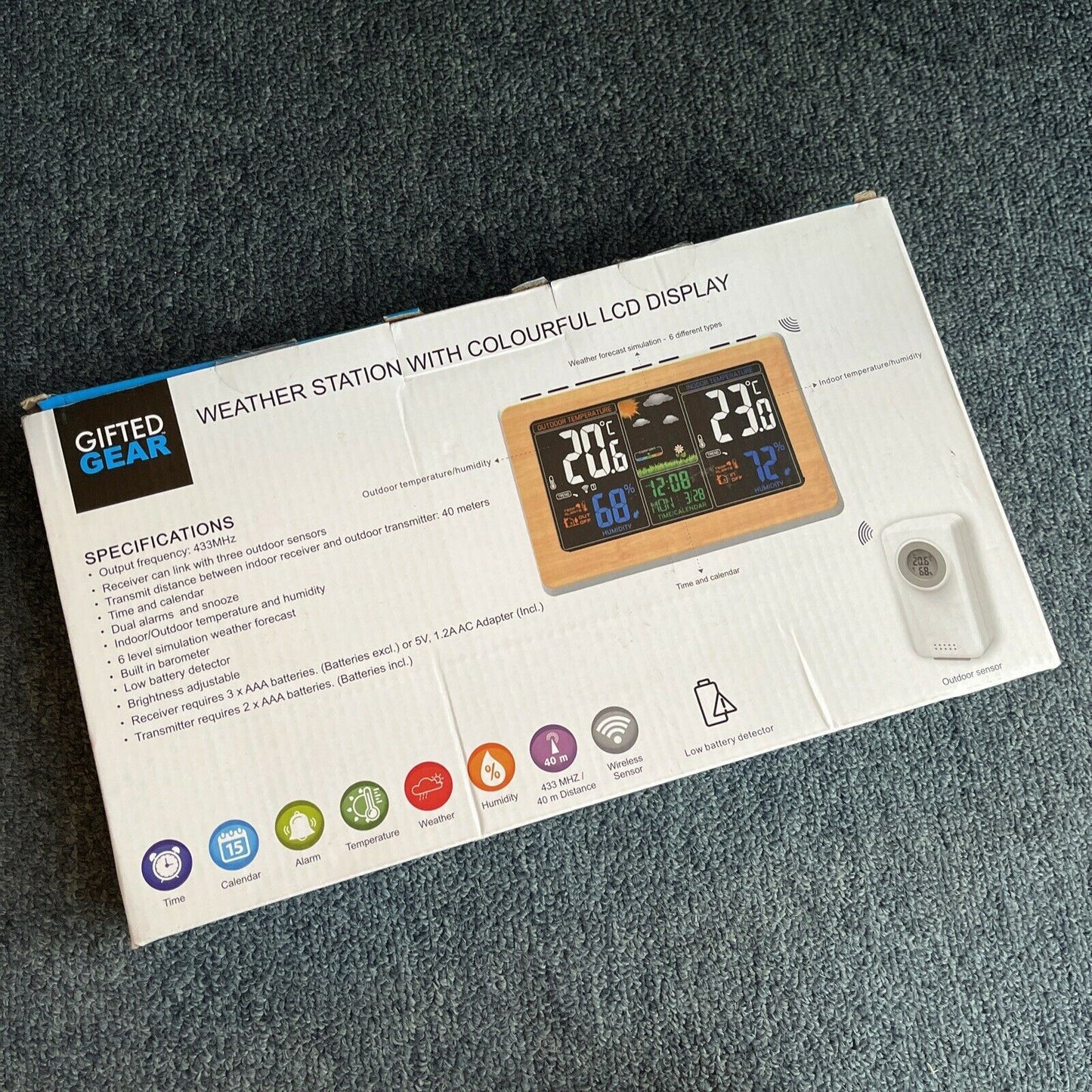 NEW Weather Station With Colourful LCD Display Indoor/Outdoor Temp Humidity