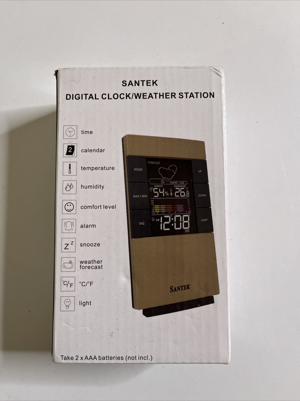 Santek Digital Alarm Clock Weather Station Temperature Humidity