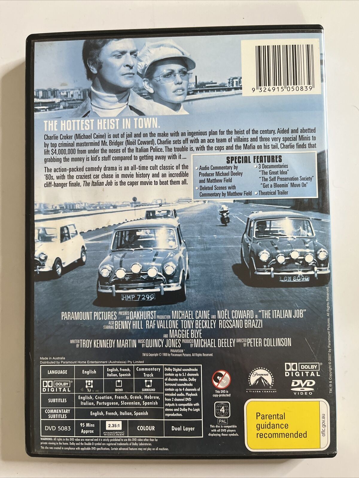 The Italian Job (DVD, 1969) Michael Caine, Noel Coward, Maggie Blye. Region 4