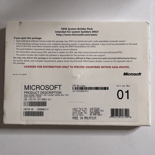 Microsoft Windows 7 Home Premium DVD