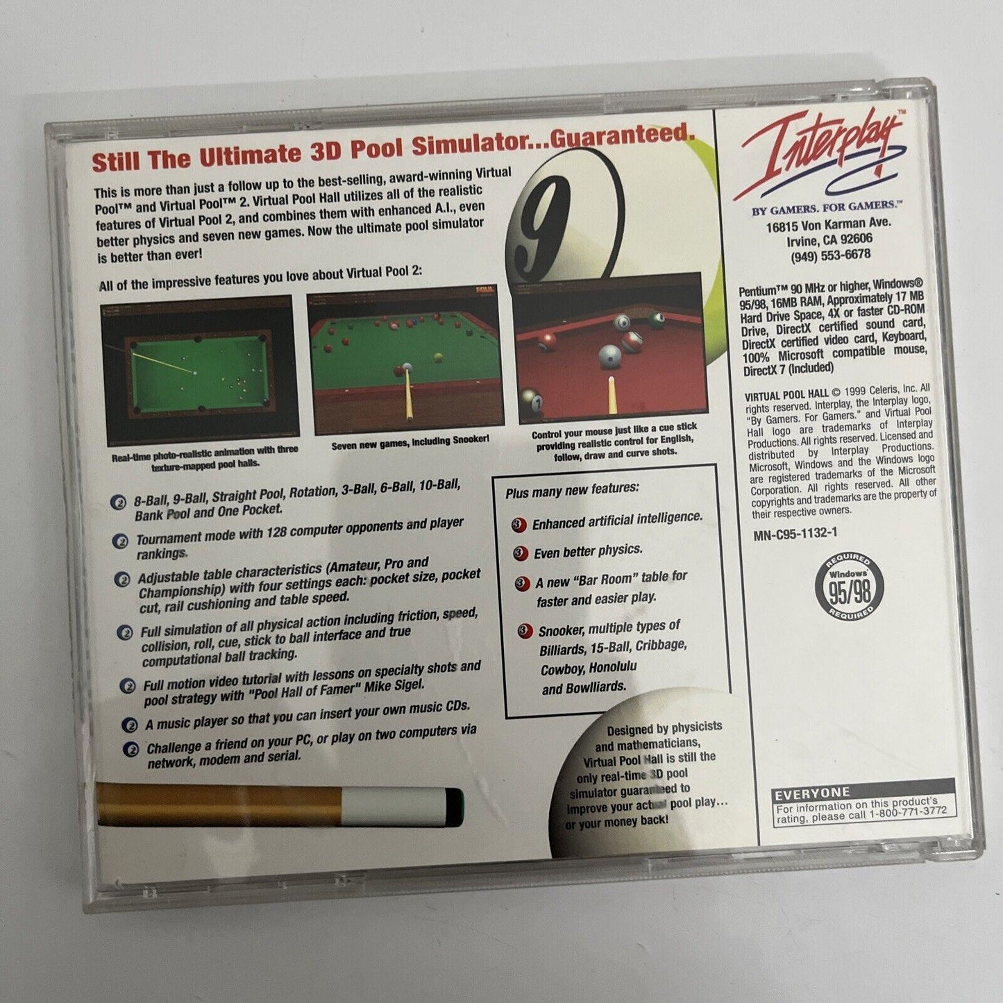 Virtual Pool Hall - PC Windows Vintage Retro Game – Retro Unit