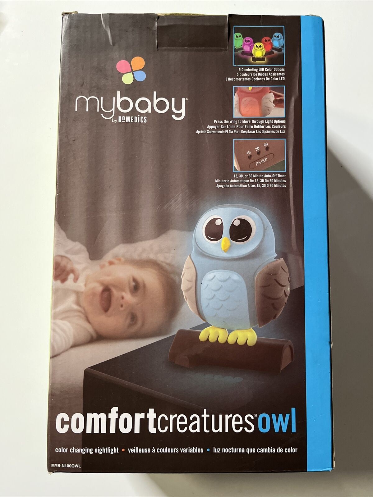 My Baby Homedics Nightlight Owl Sleep Night Light Toddler Kids Bedside Lamp