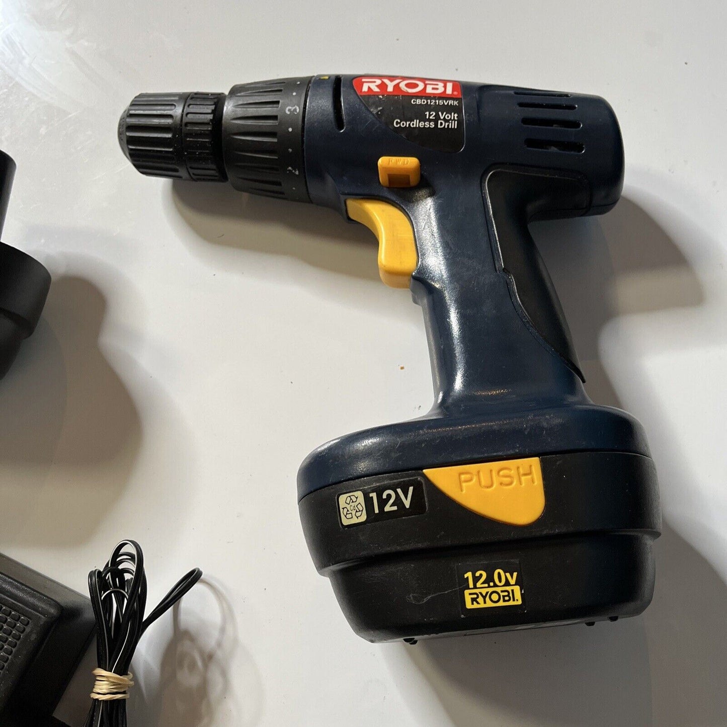 Ryobi 12 Volt Cordless Drill Model CBD1215VRK with 2 Batteries & Charger