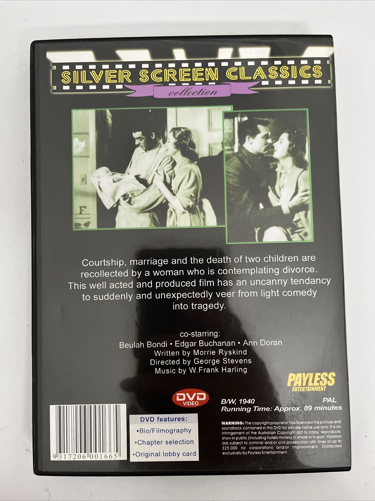 Penny Serenade (DVD, 1941) NEW Cary Grant, Irene Dunne, Beulah Bondi. All Region