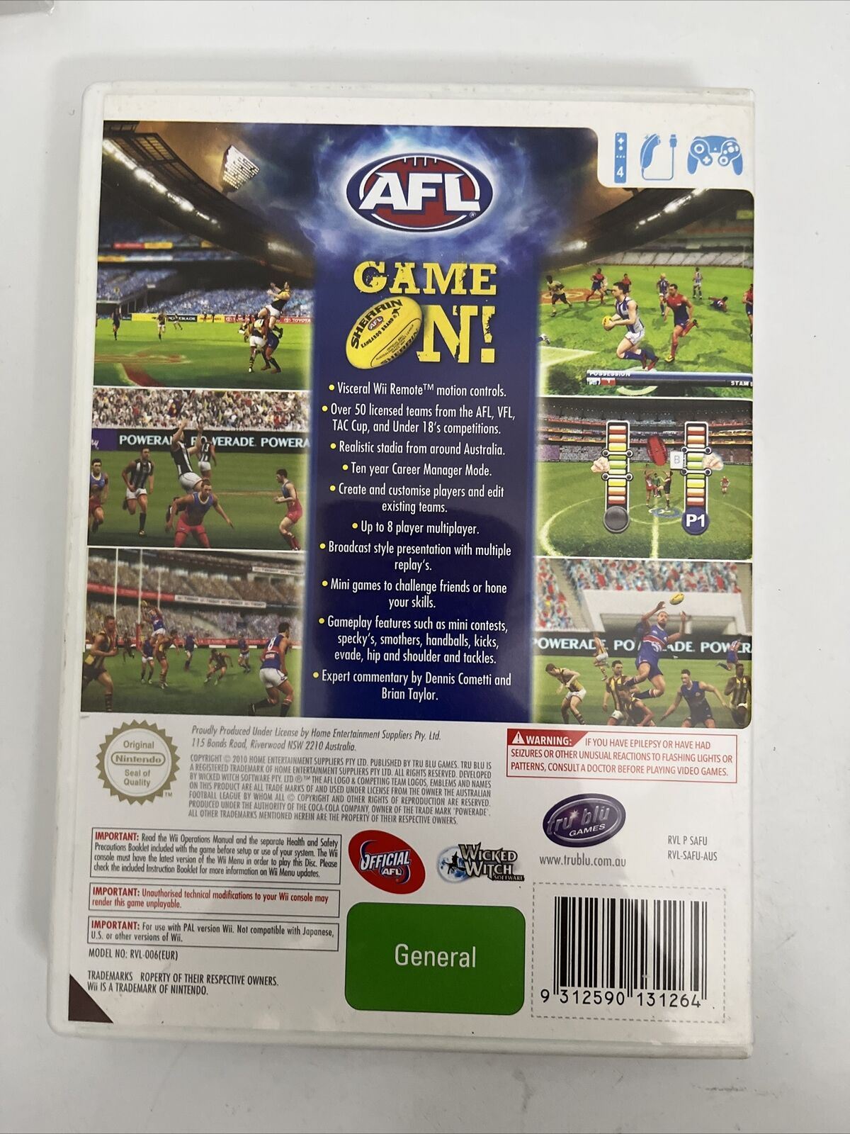 AFL Australian Football League - Nintendo Wii Game PAL with Manual