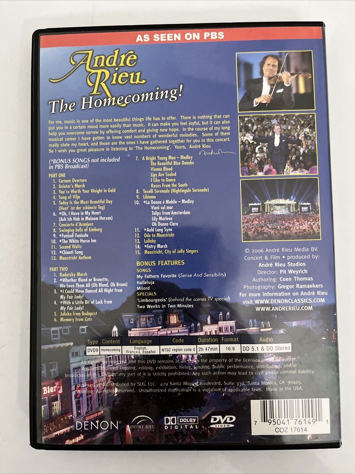 Homecoming by Andre Rieu (DVD, 2006) All Regions