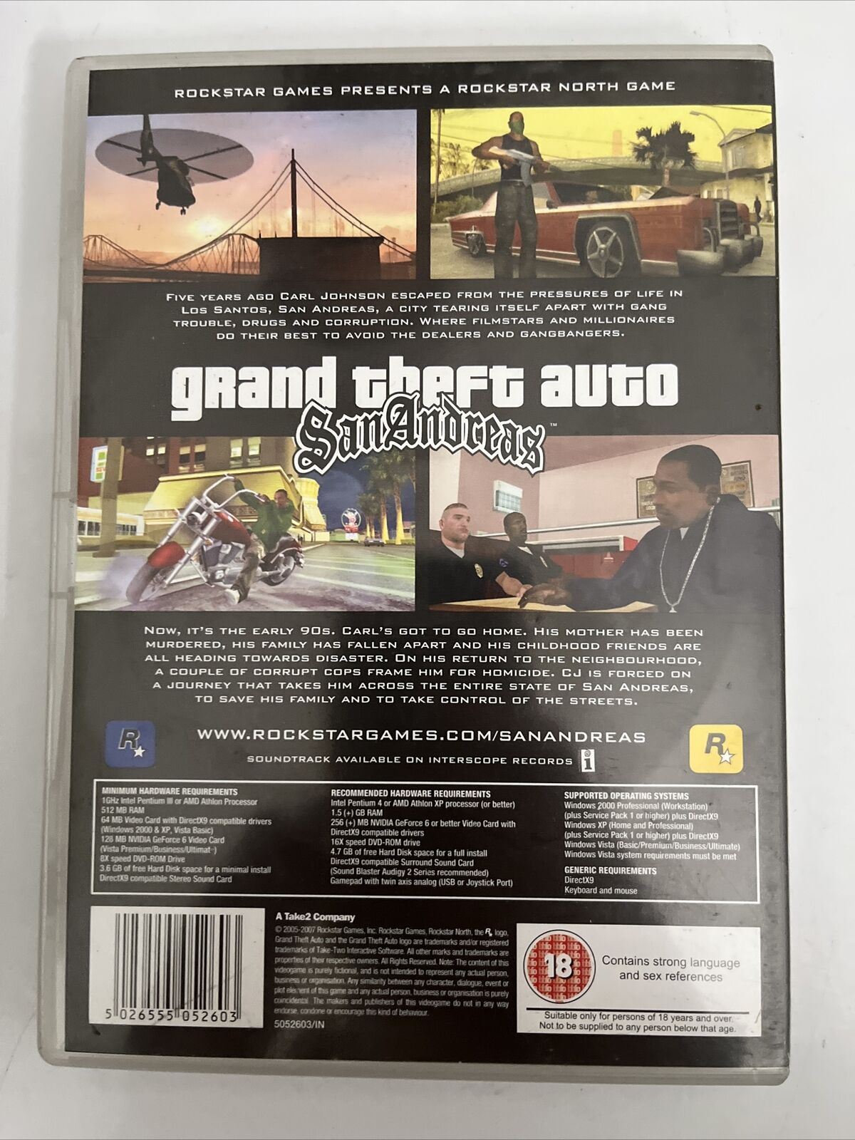 Grand Theft Auto: San Andreas - PC DVD Windows GTA Rockstar Game