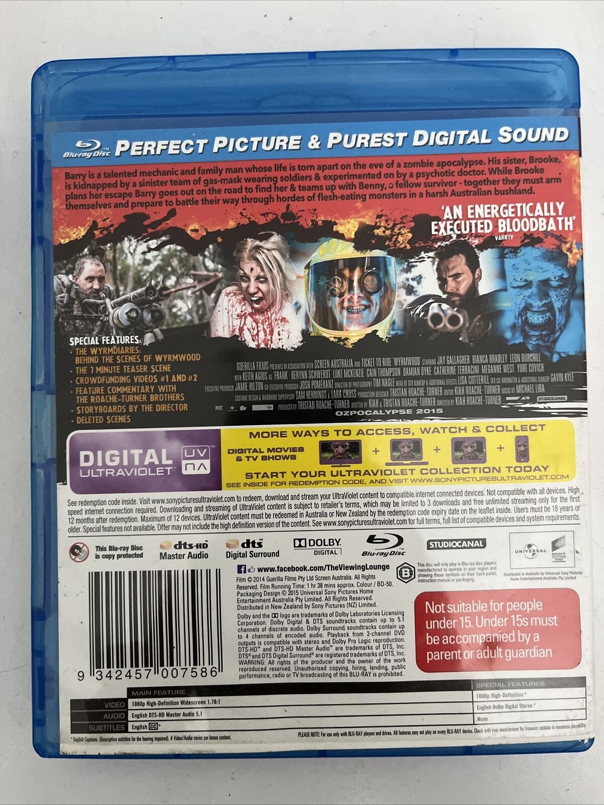 Wyrmwood: Road of the Dead (Blu-ray, 2014) Jay Gallagher. Region B