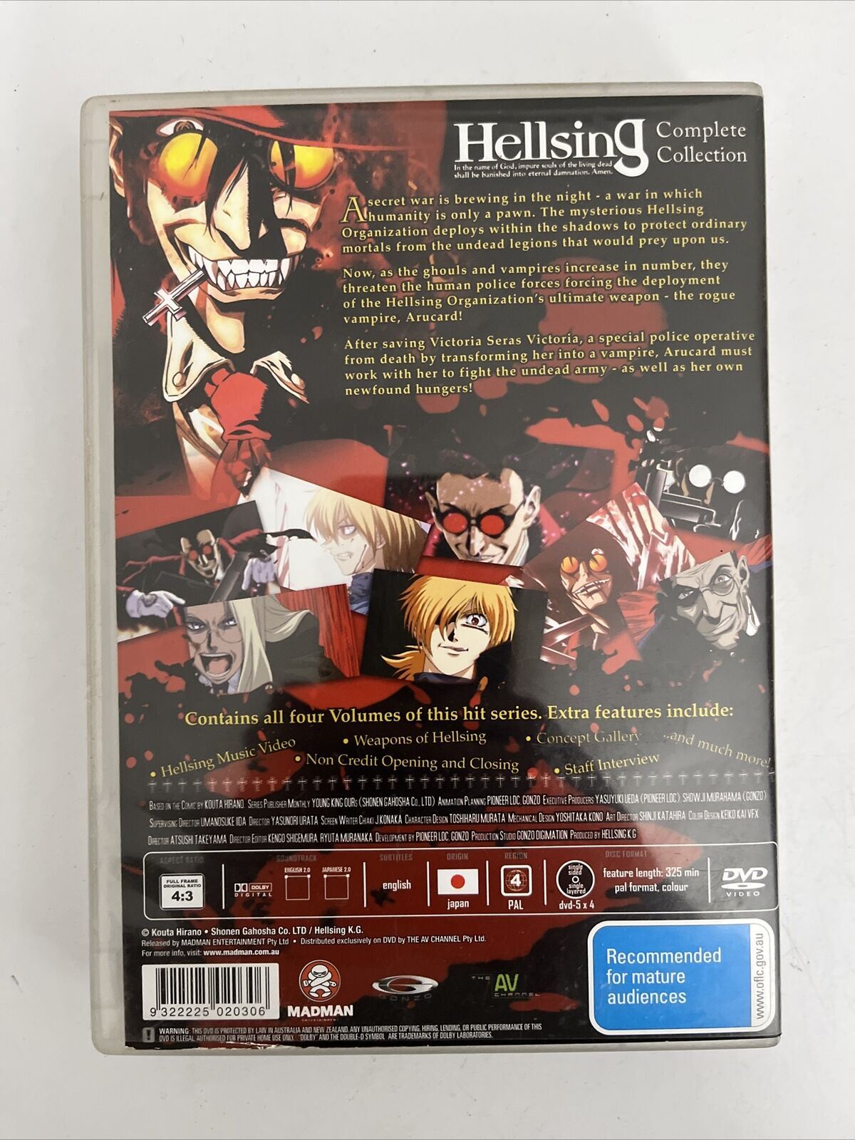 Hellsing Complete Collection (DVD, 4-Disc Set, 2001) Anime Madman Region 4