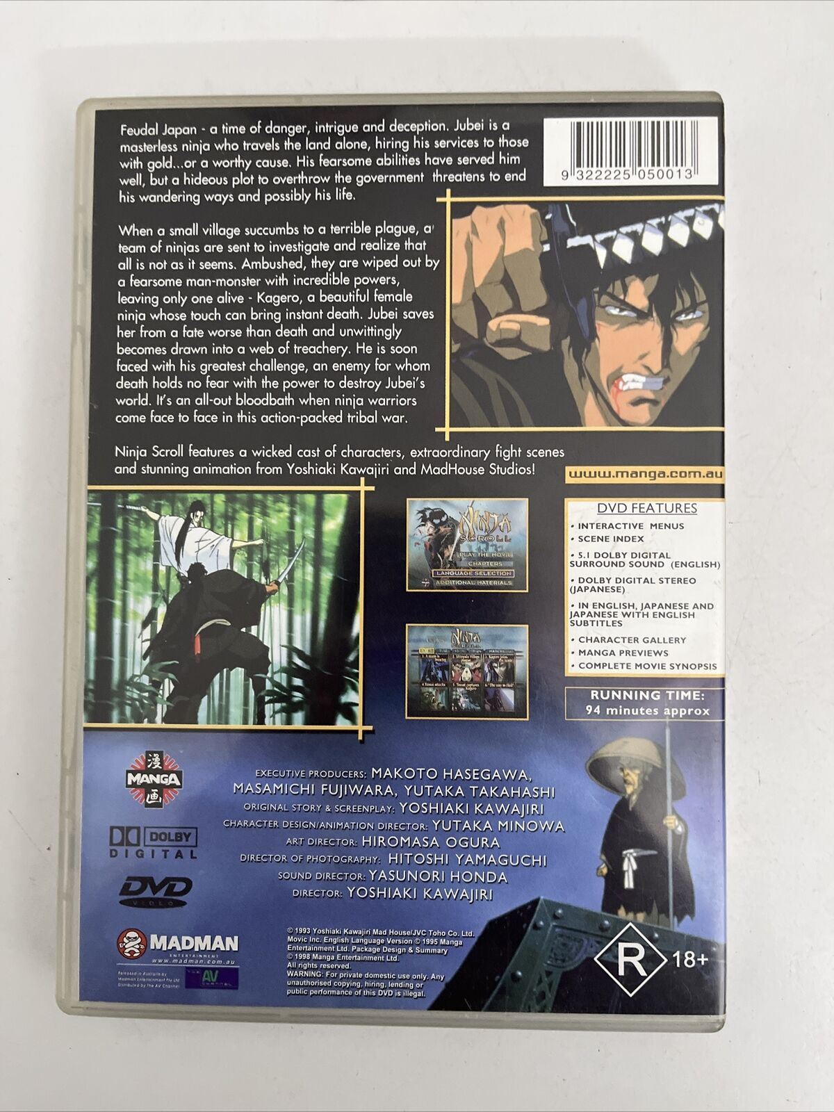 Ninja Scroll (DVD, 1993) Anime MADMAN Action Animation. Region 4