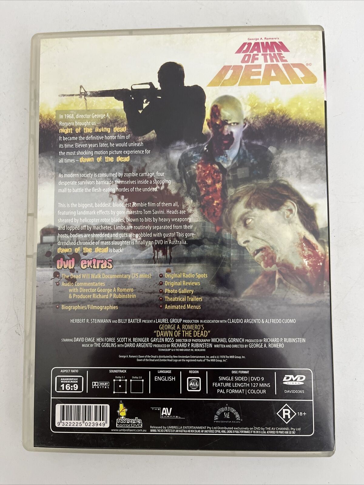 Dawn Of The Dead (DVD, 1978) David Emge, Ken Foree. Horror Film. All Region NEW