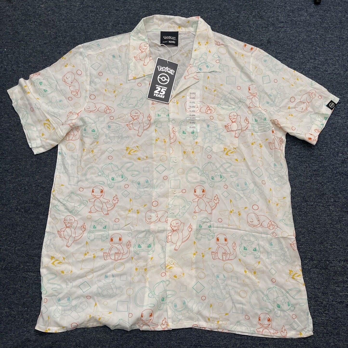 Official Pokemon 25th Anniversary Kanto Short Sleeve Shirt XX Large  NEW