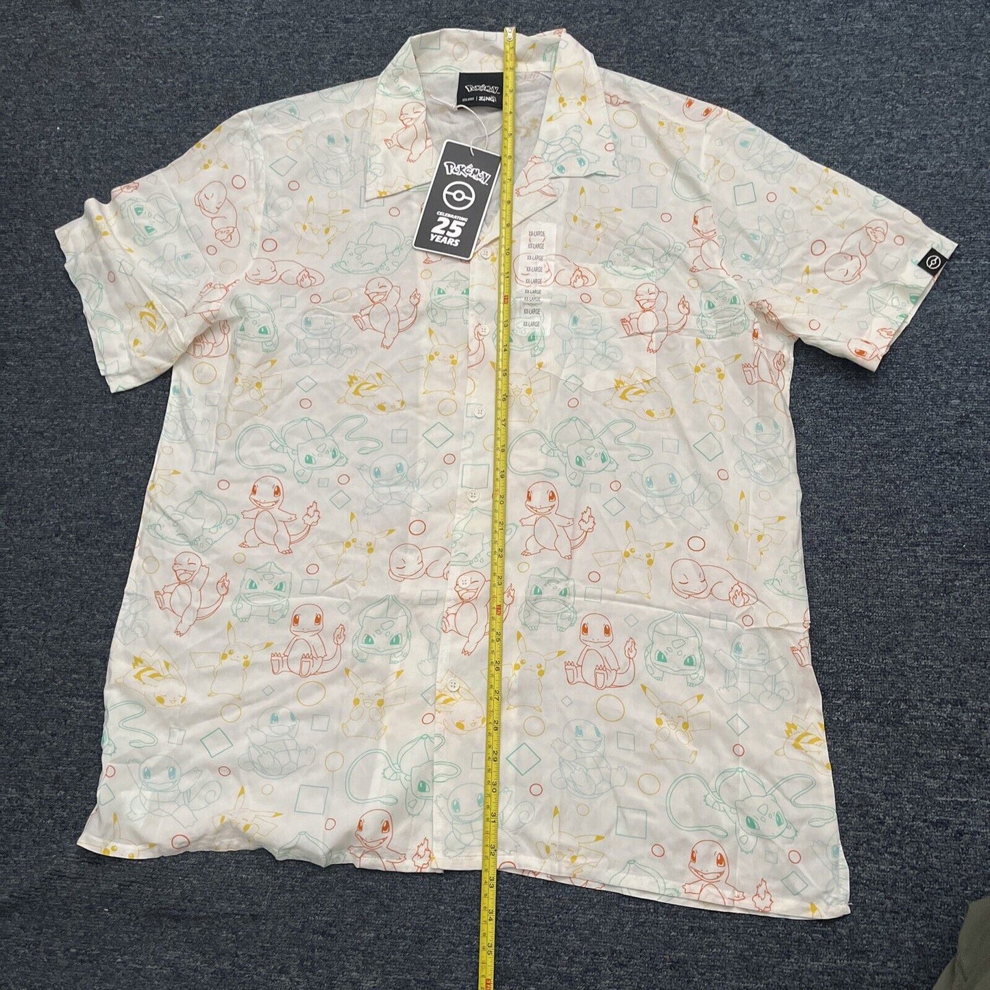 Official Pokemon 25th Anniversary Kanto Short Sleeve Shirt XX Large  NEW
