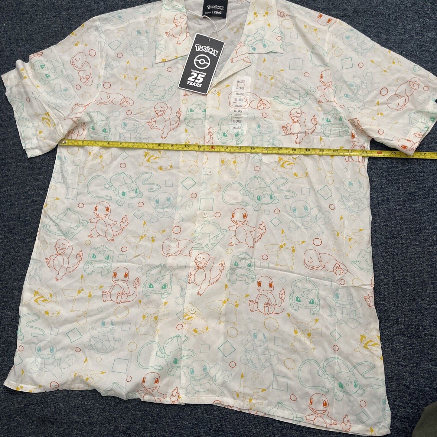 Official Pokemon 25th Anniversary Kanto Short Sleeve Shirt XX Large  NEW
