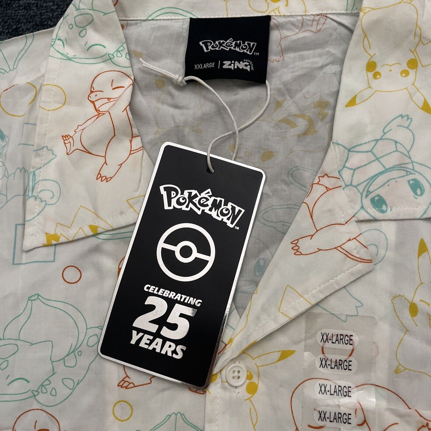 Official Pokemon 25th Anniversary Kanto Short Sleeve Shirt XX Large  NEW