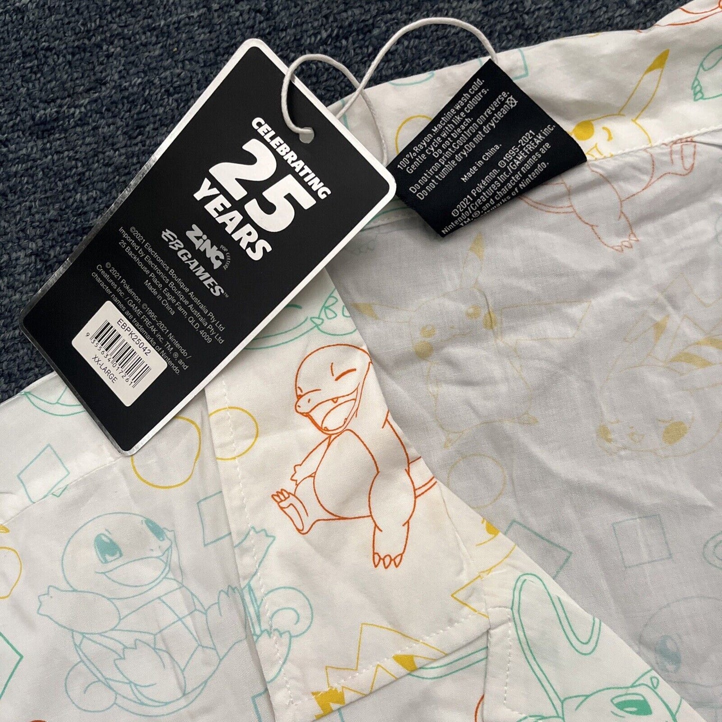 Official Pokemon 25th Anniversary Kanto Short Sleeve Shirt XX Large  NEW
