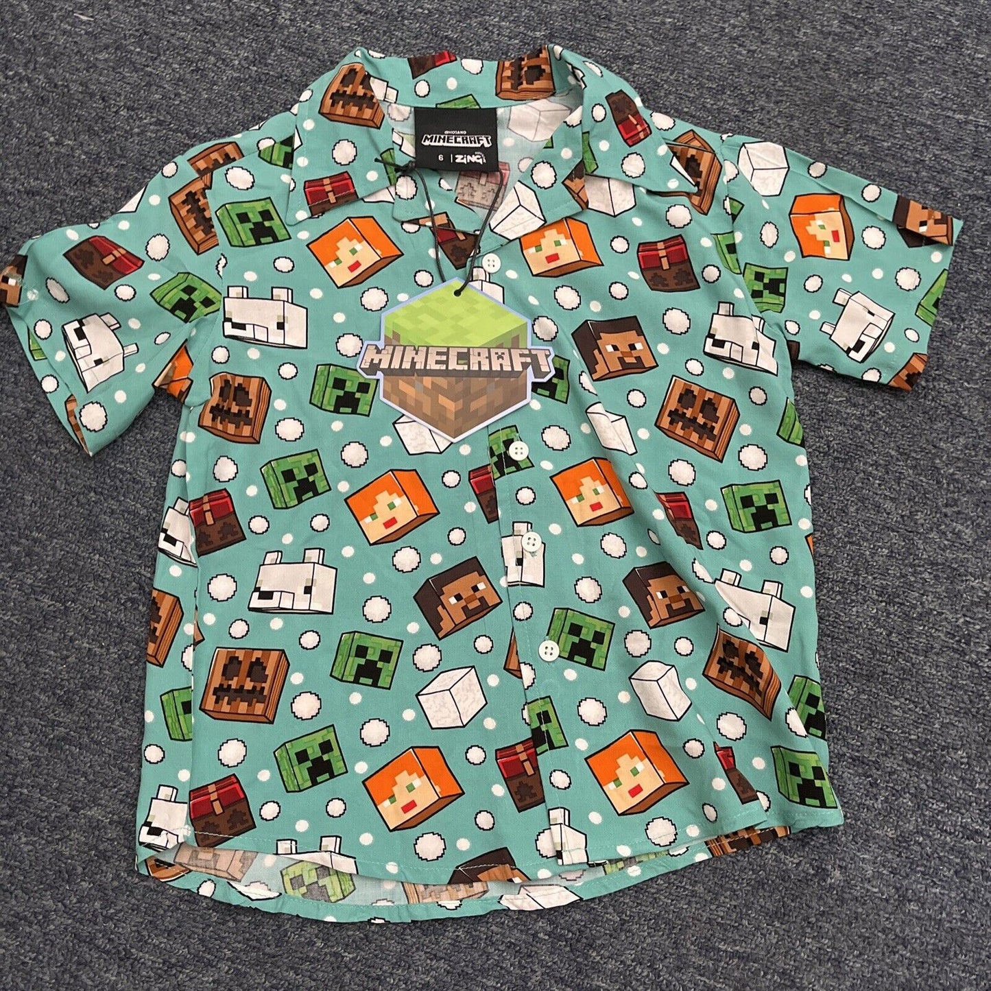 Official Minecraft - Christmas Print Short-Sleeve Kid's T-Shirt Size 6  NEW