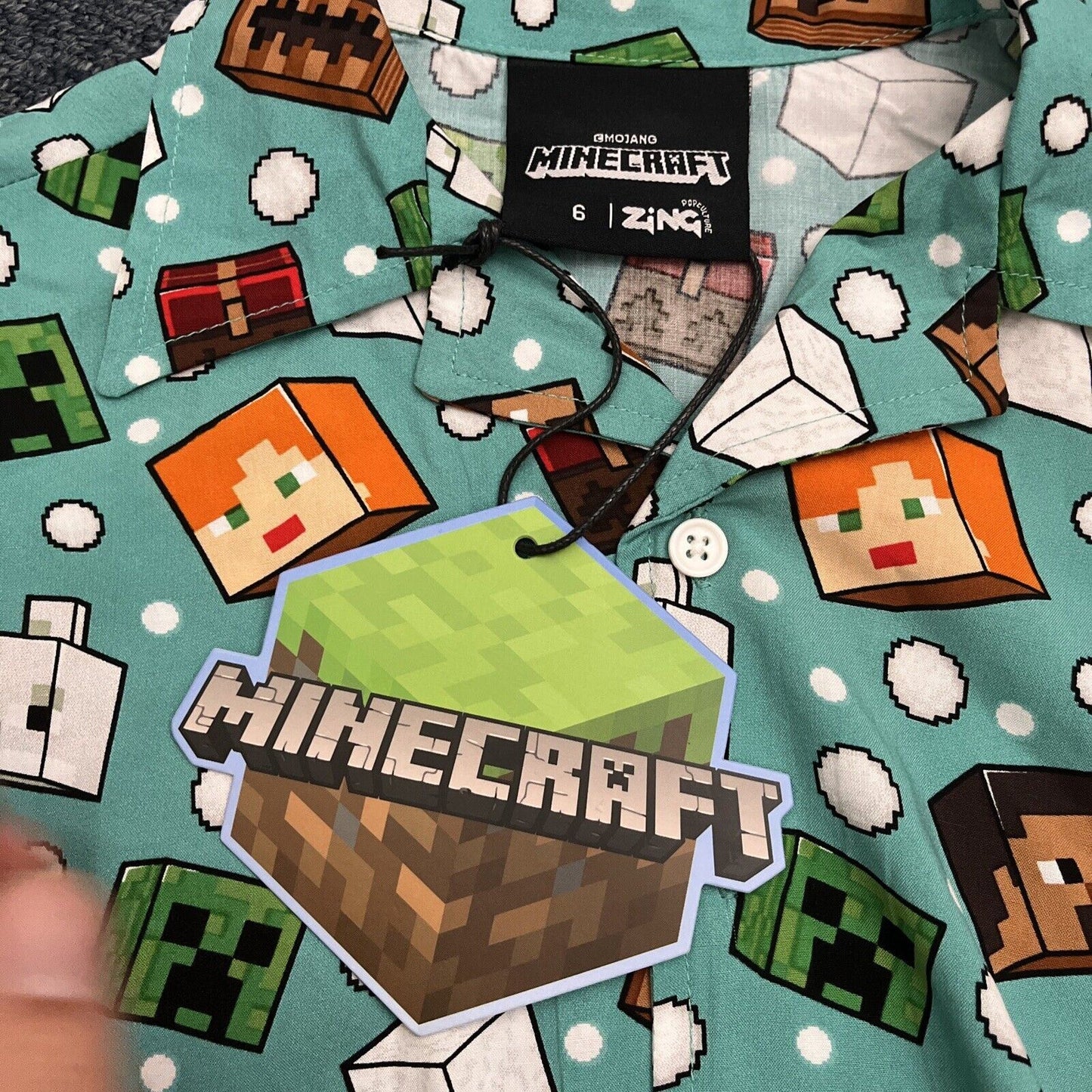 Official Minecraft - Christmas Print Short-Sleeve Kid's T-Shirt Size 6  NEW