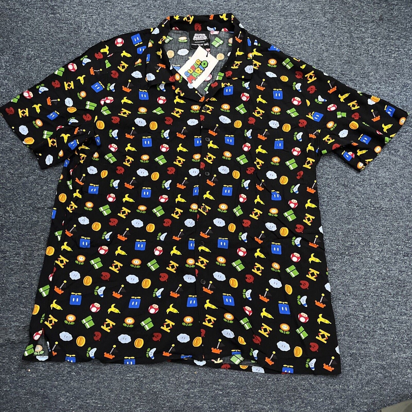 Official Nintendo Super Mario Bros Symbols Short Sleeve Shirt 3X Large NEW