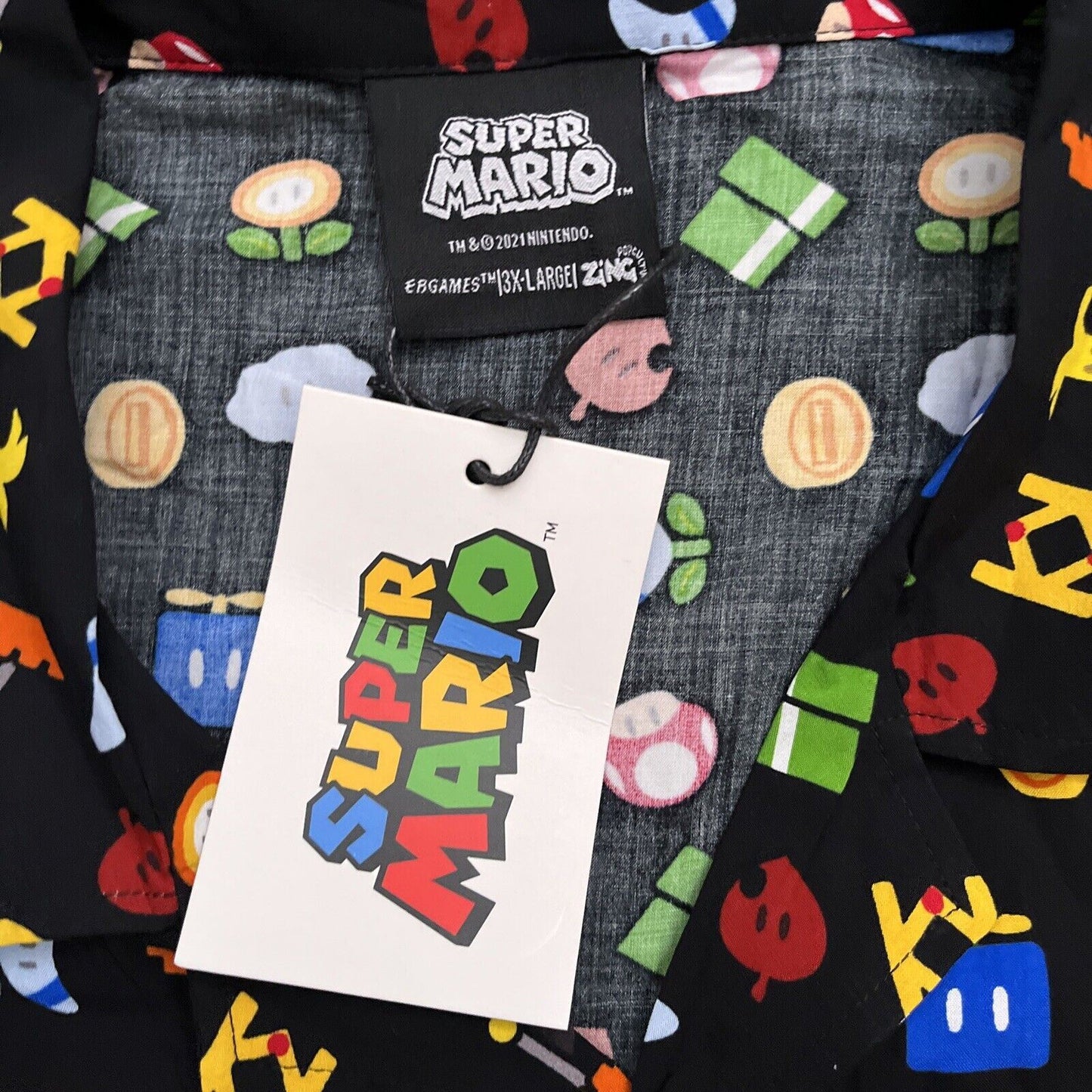 Official Nintendo Super Mario Bros Symbols Short Sleeve Shirt 3X Large NEW