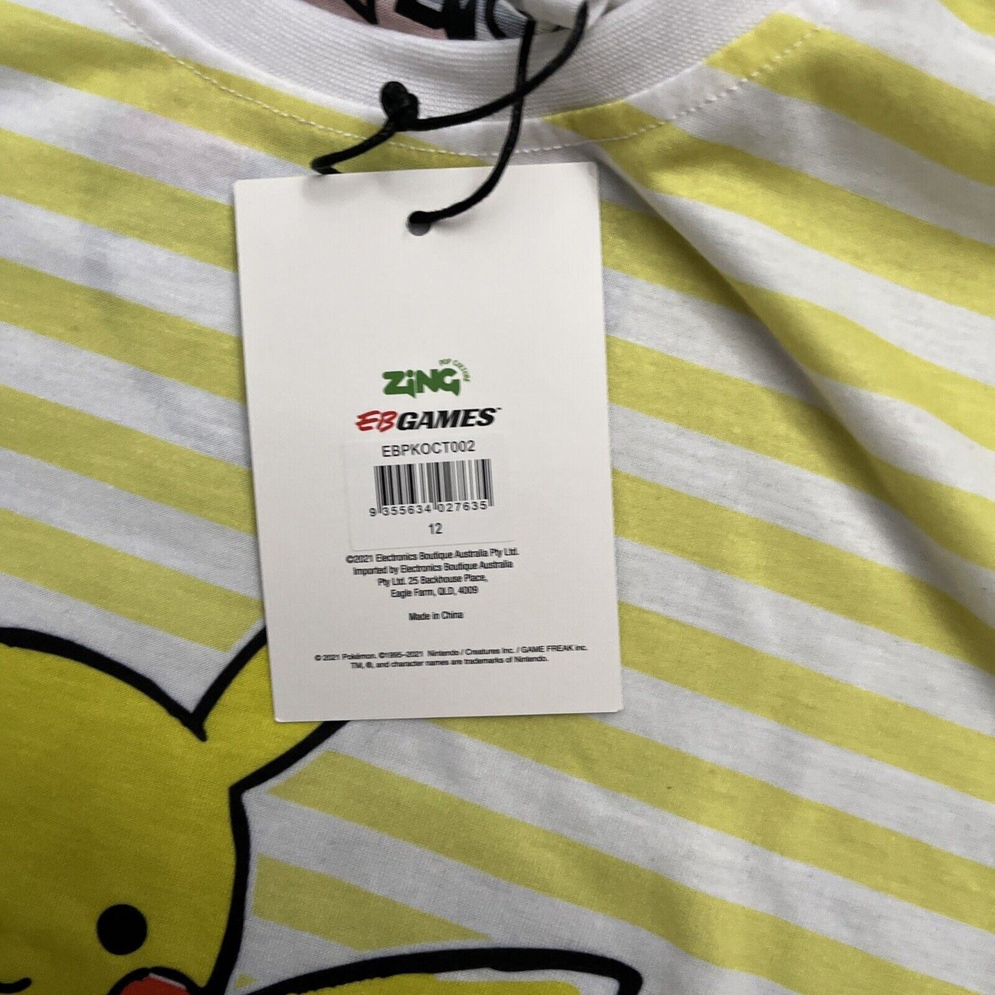 Official Pokemon Pikachu Summer Kids T-Shirt Size 12 NEW