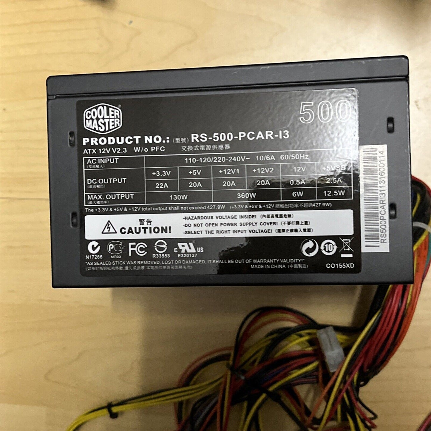 Cooler Master RS-500-PCAR-I3 Power Supply ATX 12V 500W 110V-240V