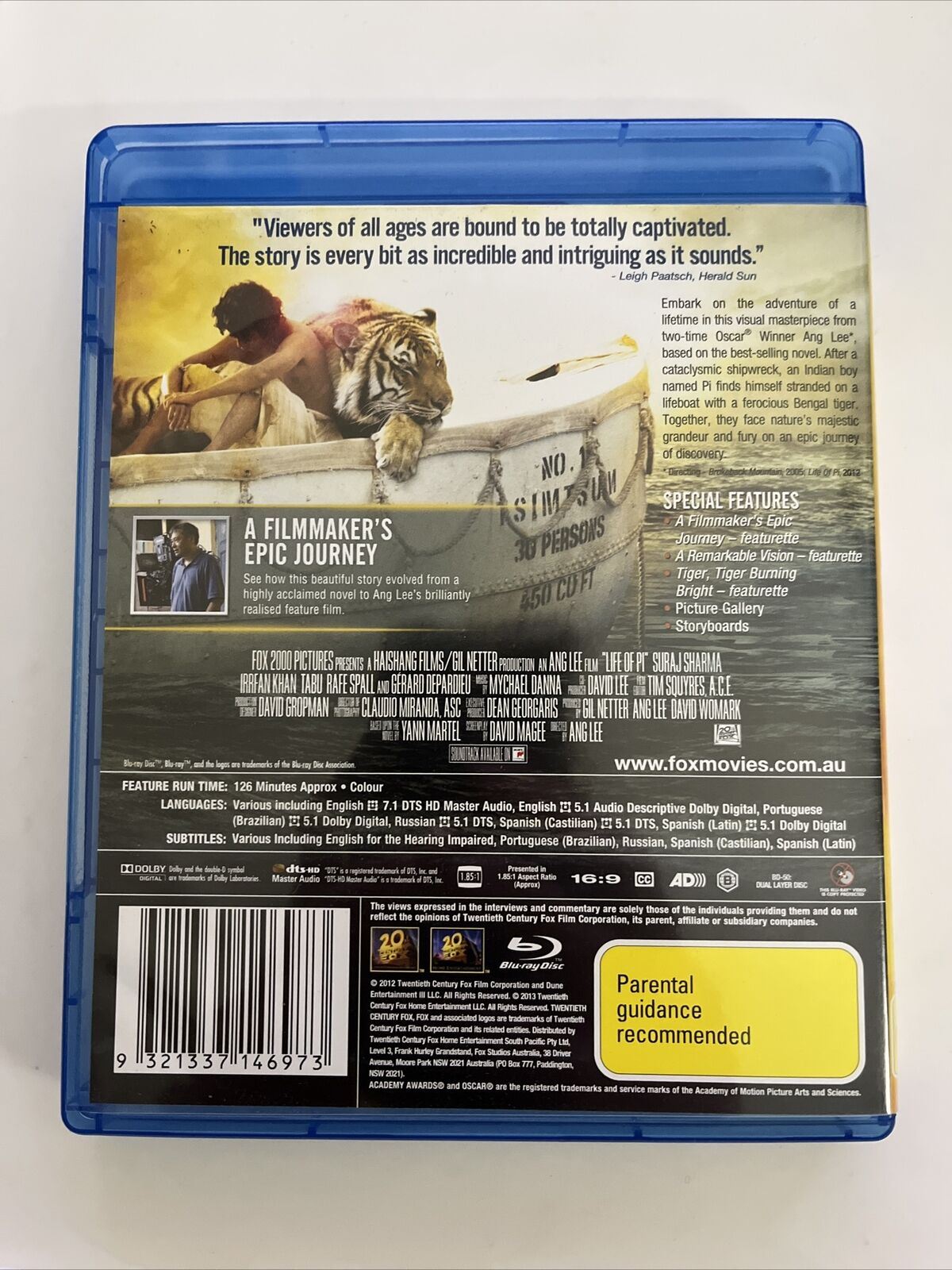 Life Of Pi (Blu-ray, 2012) Suraj Sharma, Irrfan Khan. Region B