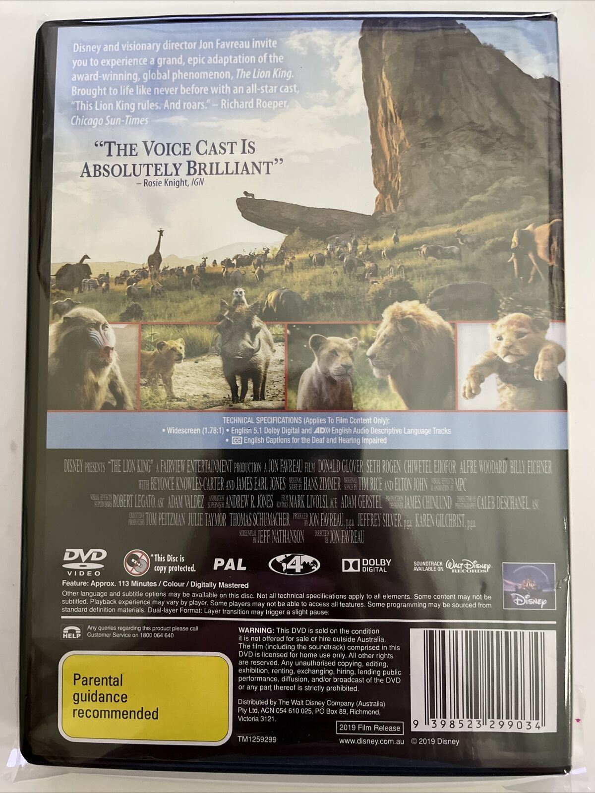 The Lion King (DVD, 2019) Chiwetel Ejiofor, James Earl Jones. Region 4 NEW