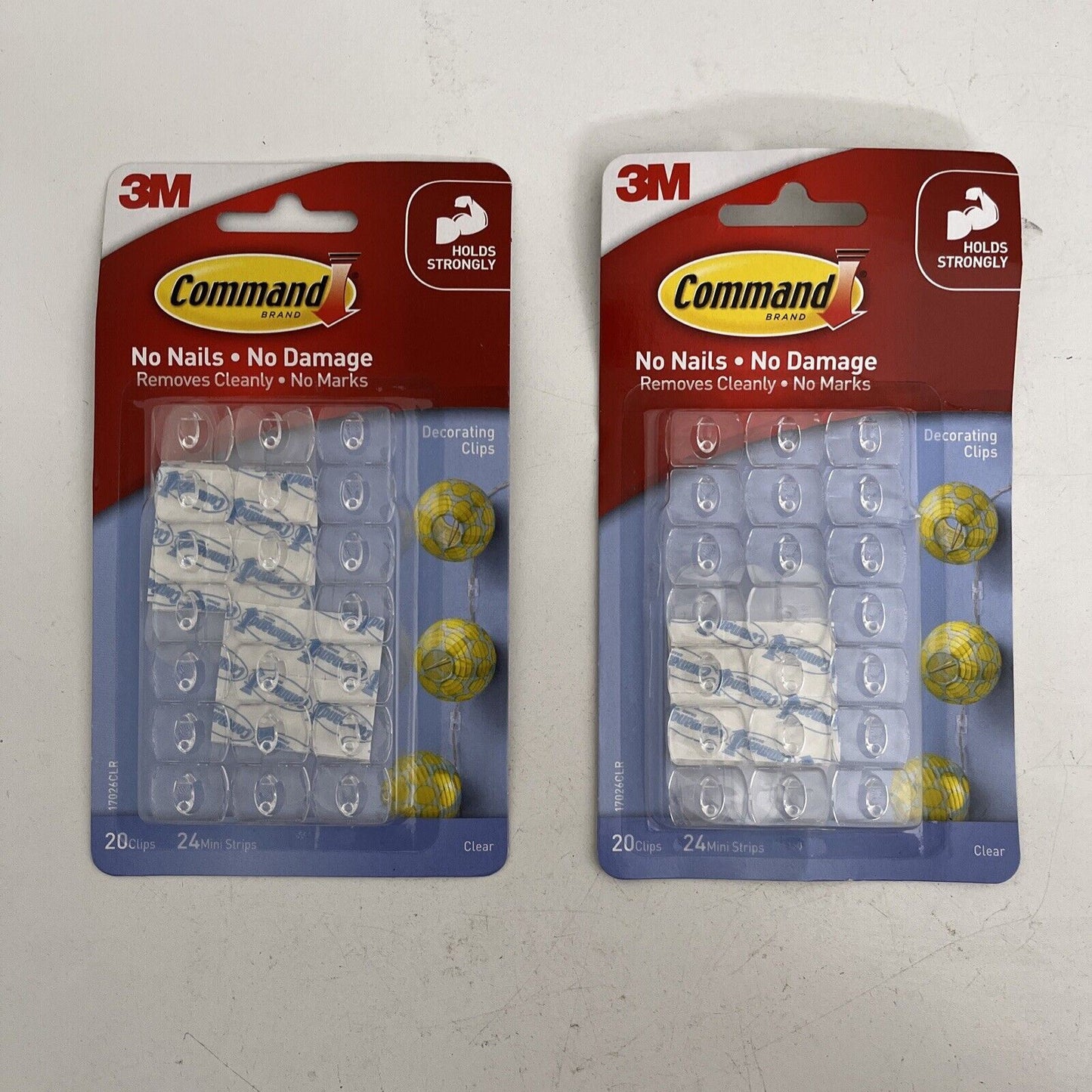 NEW 2x Command 3M Clear Mini Decorating Clips Hooks Pack 20