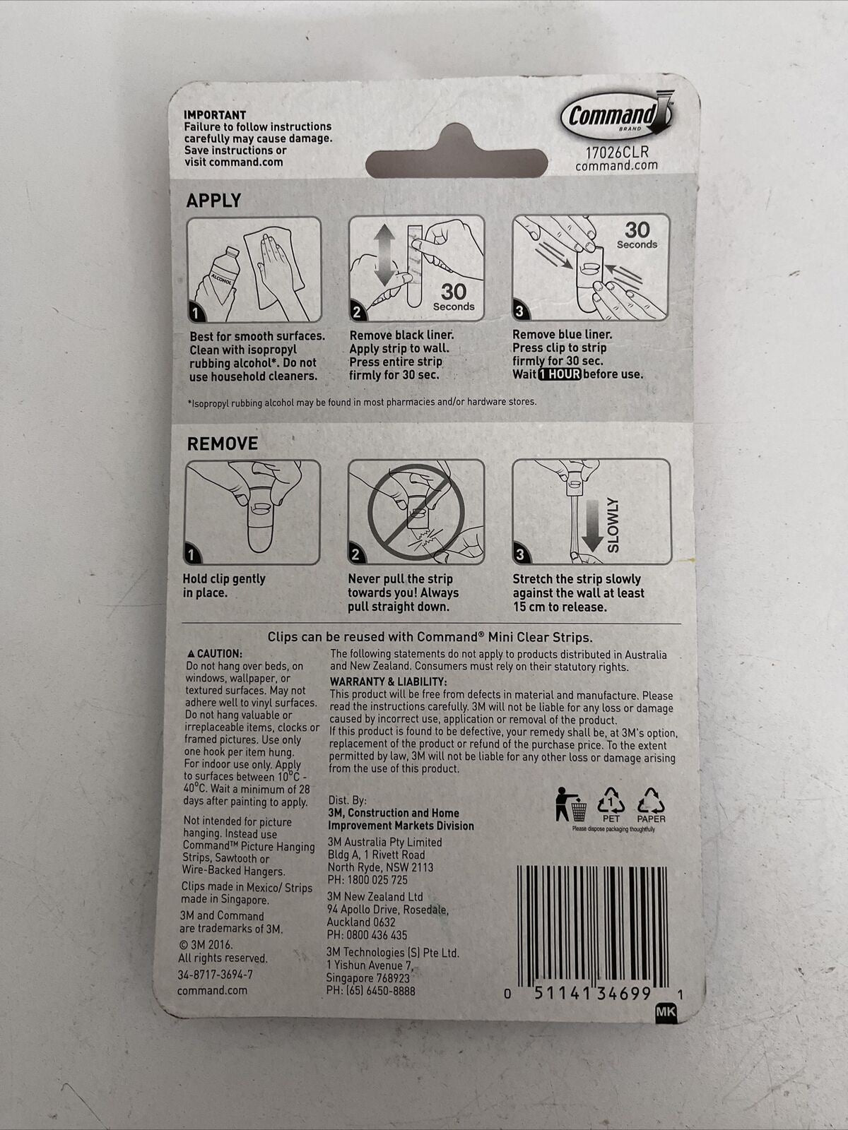 NEW 2x Command 3M Clear Mini Decorating Clips Hooks Pack 20