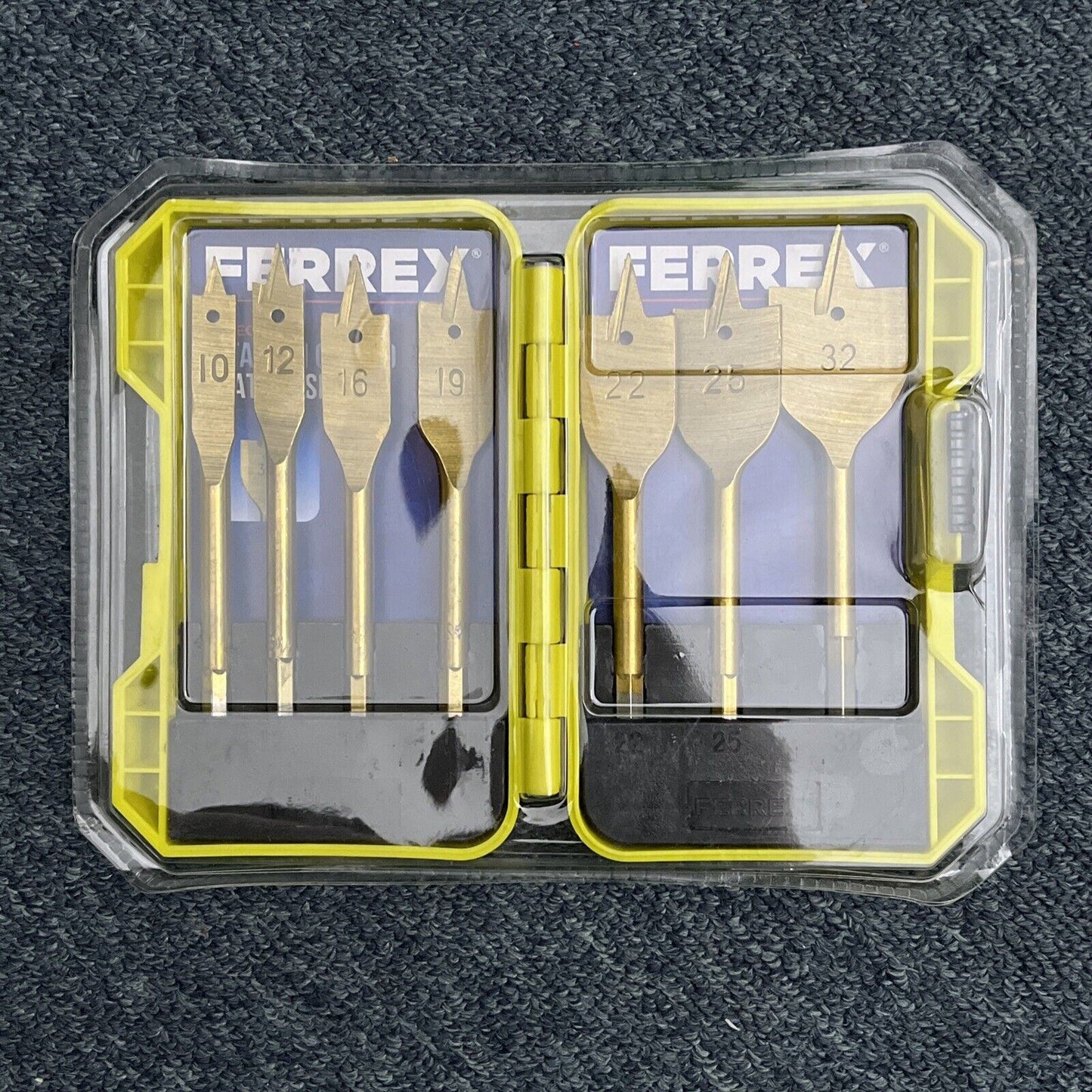 Ferrex 7 Piece Titanium Coated Flat Bit Set NEW
