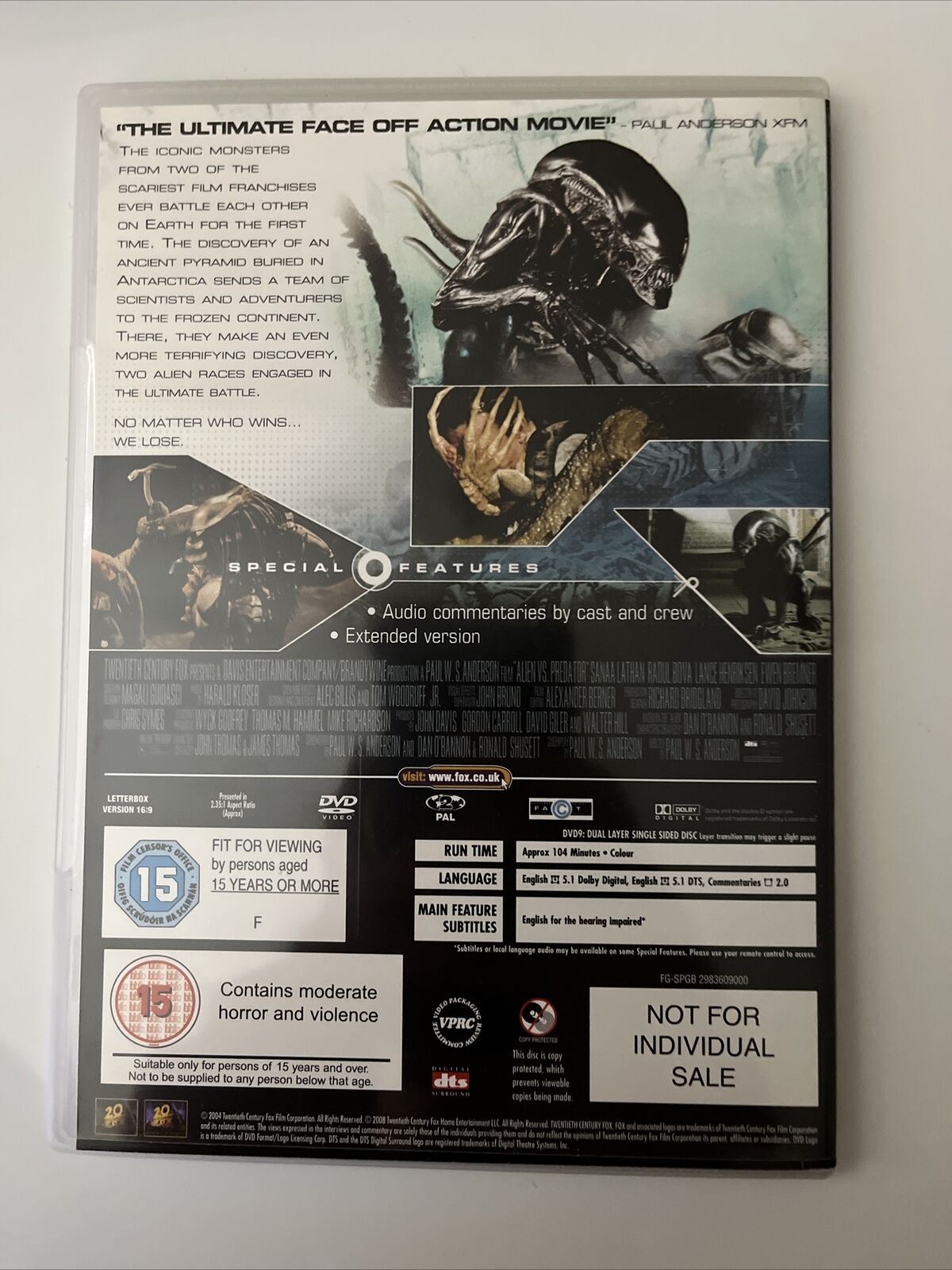 Predator Quadriology: Predator 1,2, Alien vs Predator 1 & 2 (DVD) Region 2