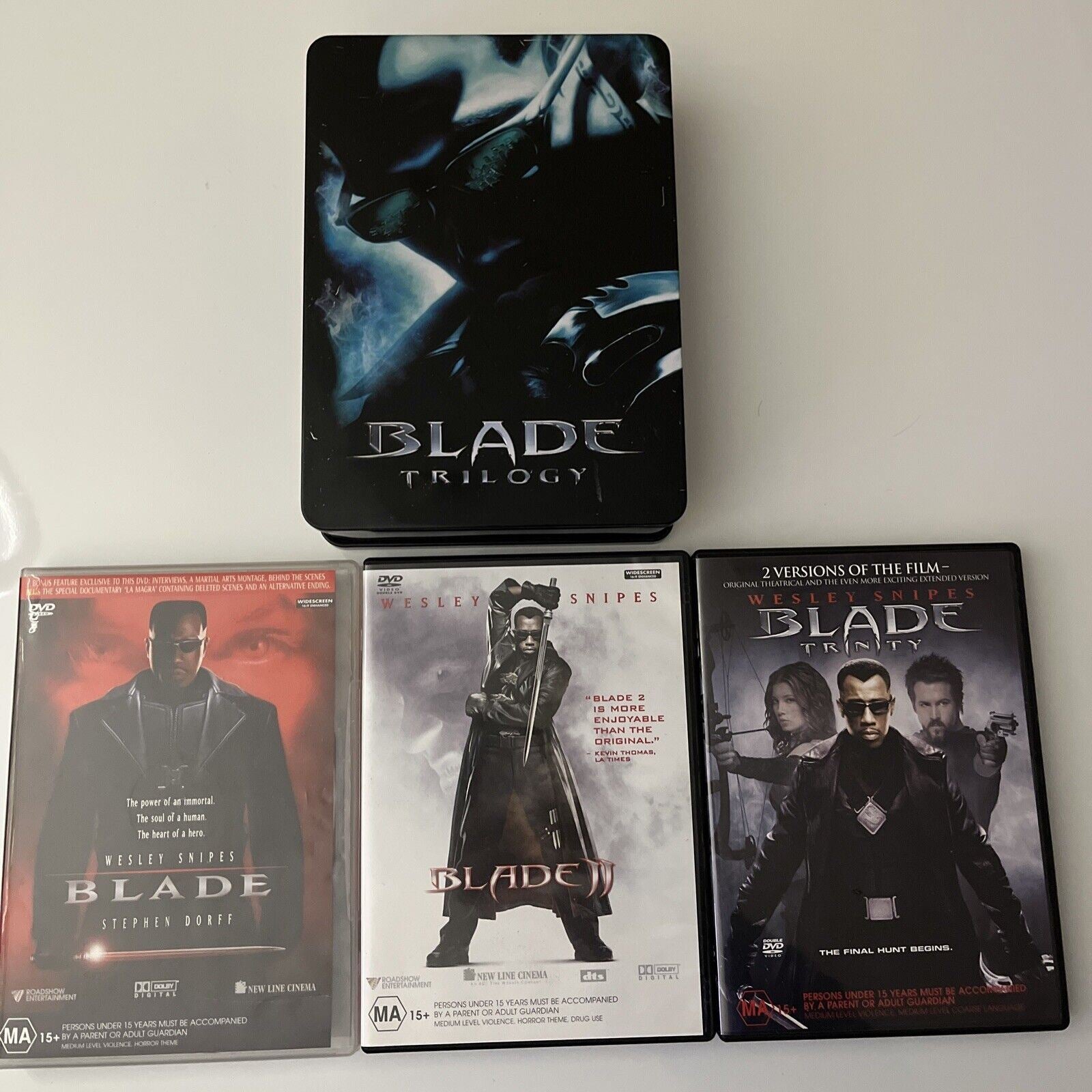 Blade Box Set Blade Trilogy 1,2,3 - Steel Case Box Set Limited Edition (DVD, 4-Disc ...