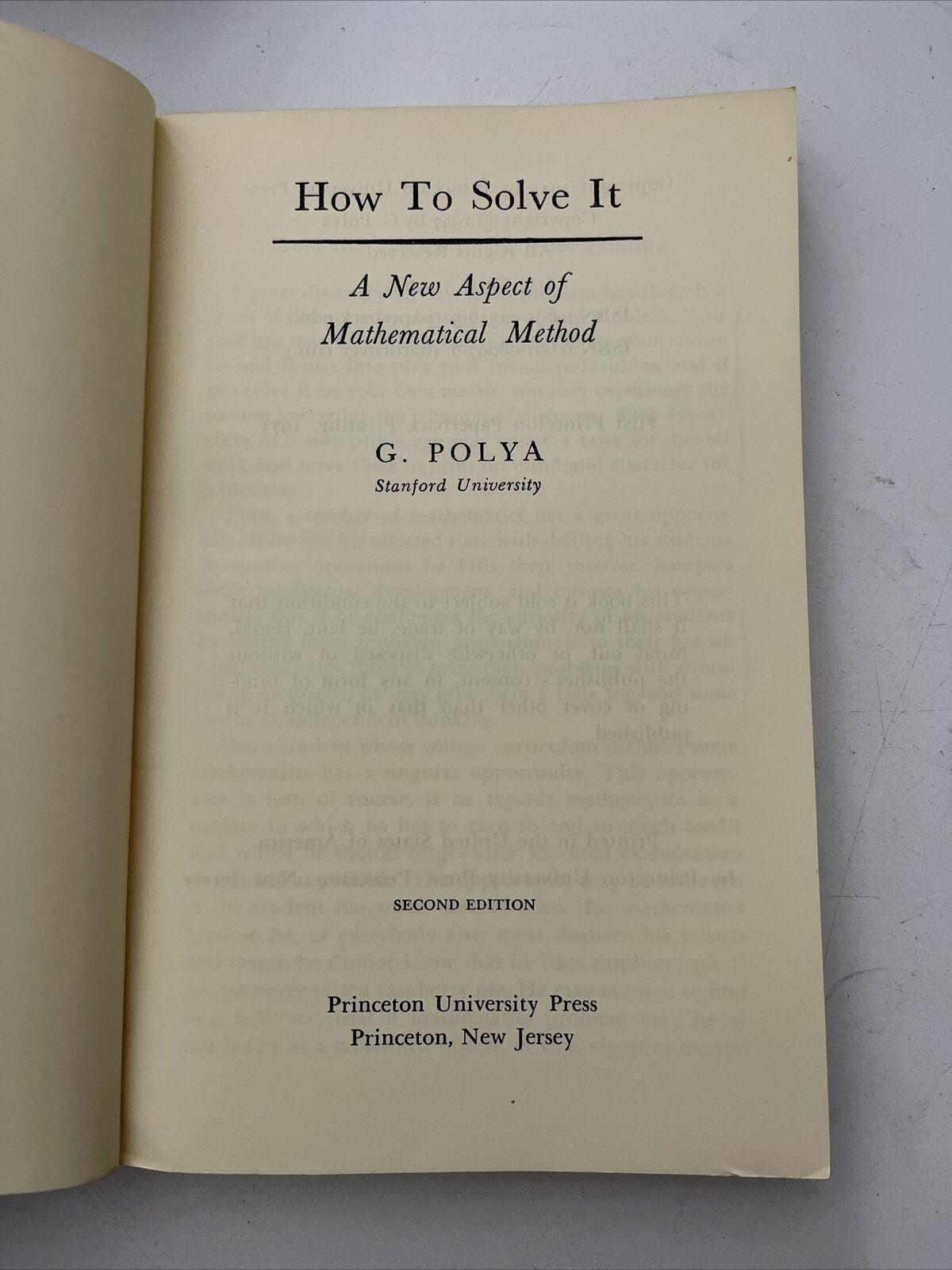 How to Solve It - A New Aspect of Mathematical Method by G.Polya 2nd Edition