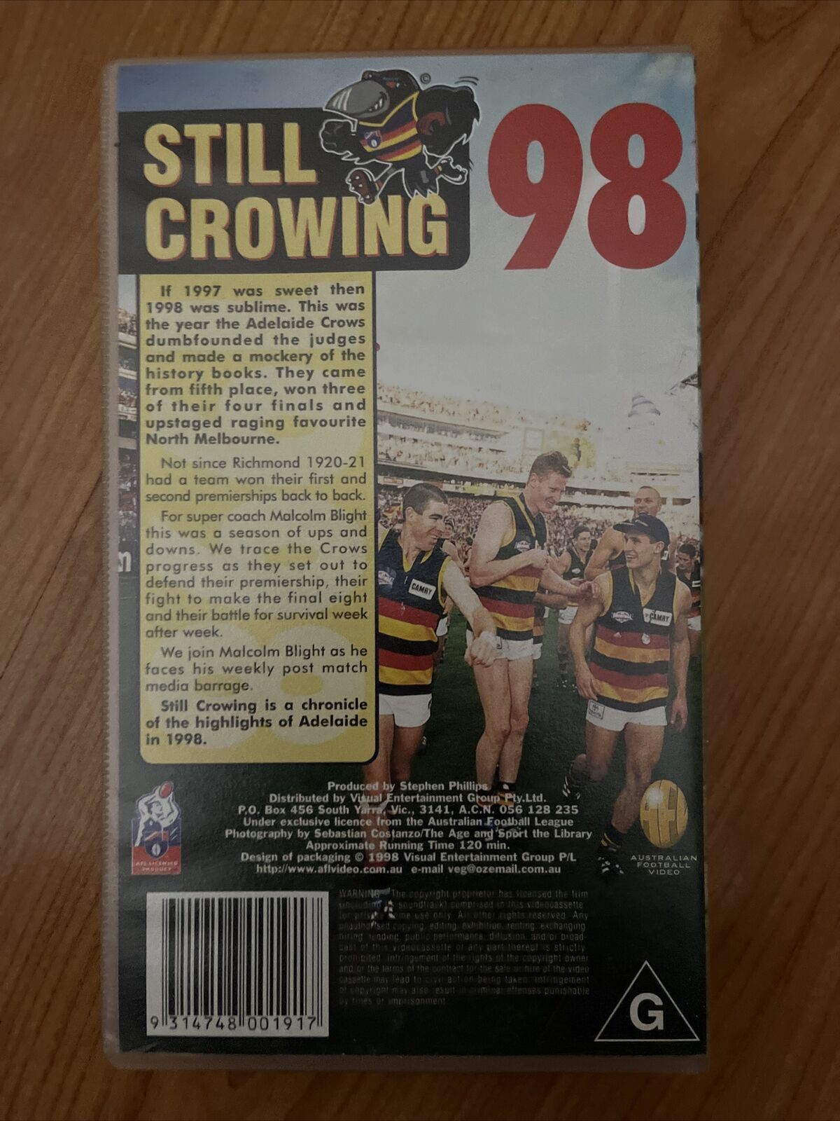 3x Adelaide Crows - Darren Jarman, Still Crowing 98, Malcolm Blight VHS PAL