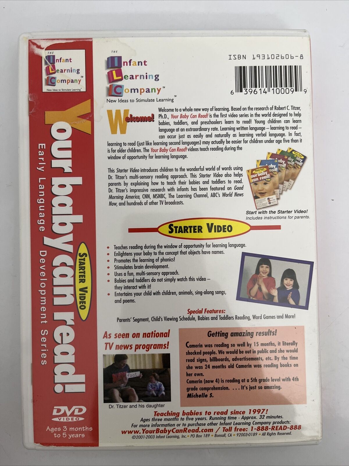 Your Baby Can Read - Starter Video (DVD) Infant Learning. All Regions