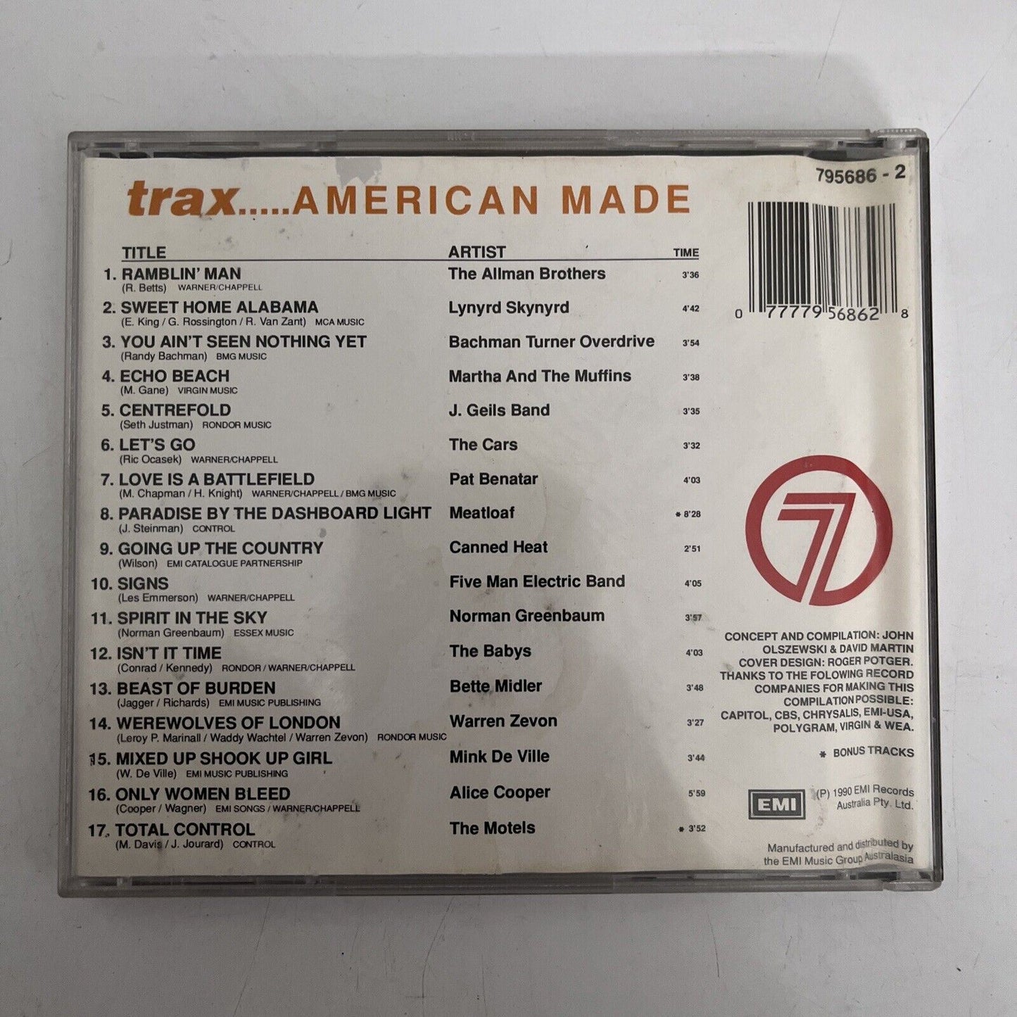 Trax... American Made (CD, 1990) Various Artist Rock Album