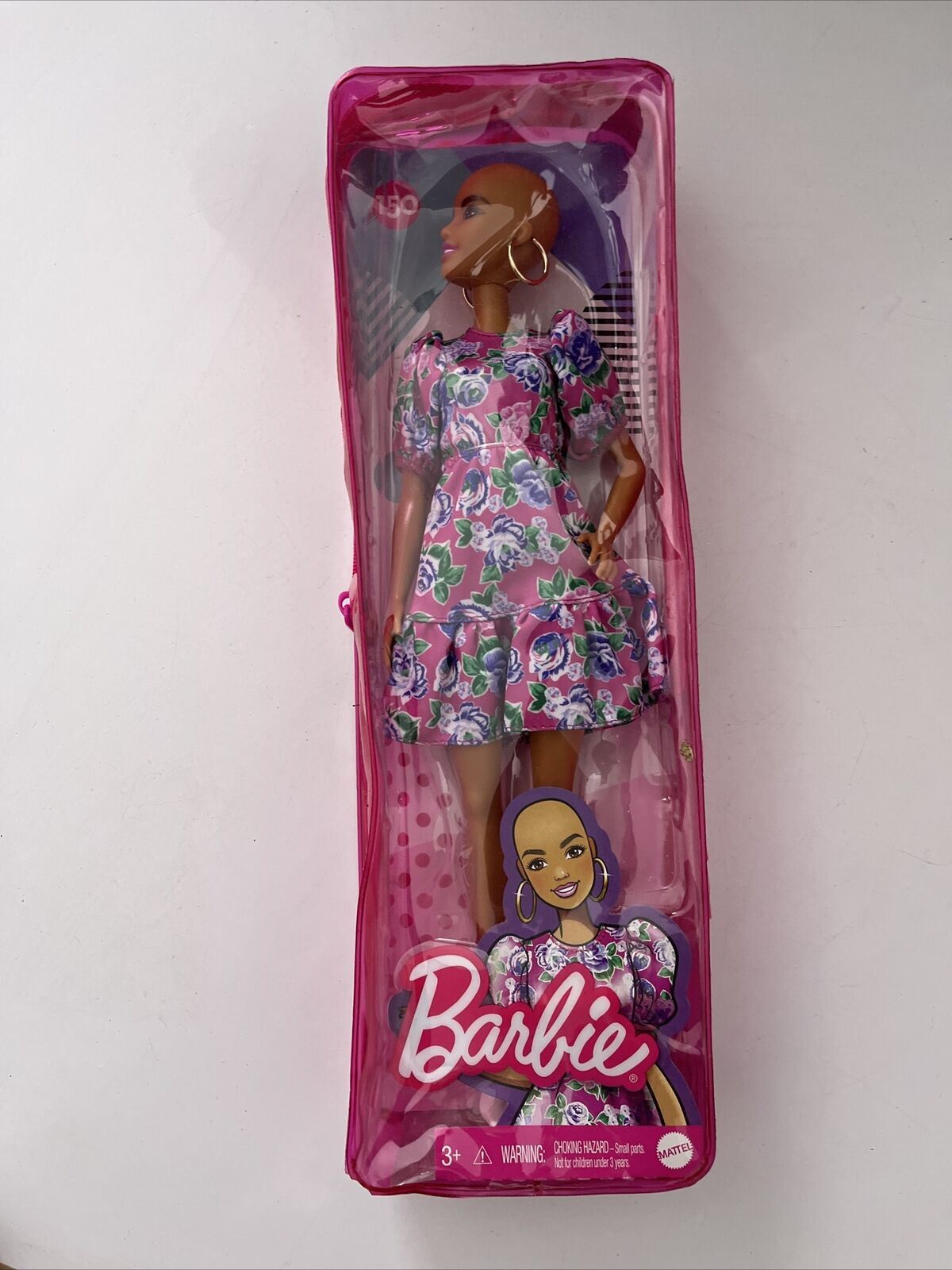 Barbie Fashionistas Doll #150 Floral Dress Bald Barbie 12"