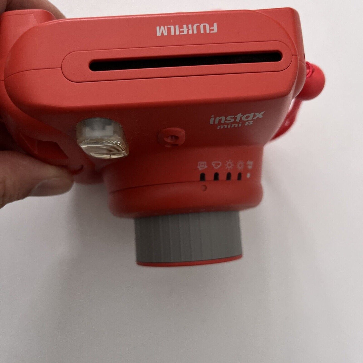 Fujifilm instax Mini 8 Polaroid Camera Red - Working But Missing Battery Lid