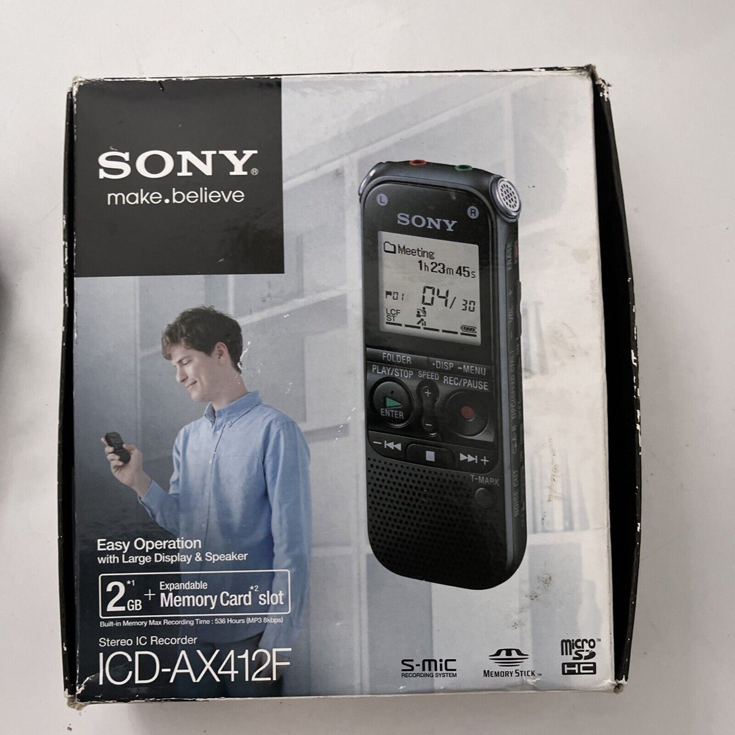 Sony ICD-AX412F Stereo IC Voice Recorder 2GB Portable with Condenser Microphone