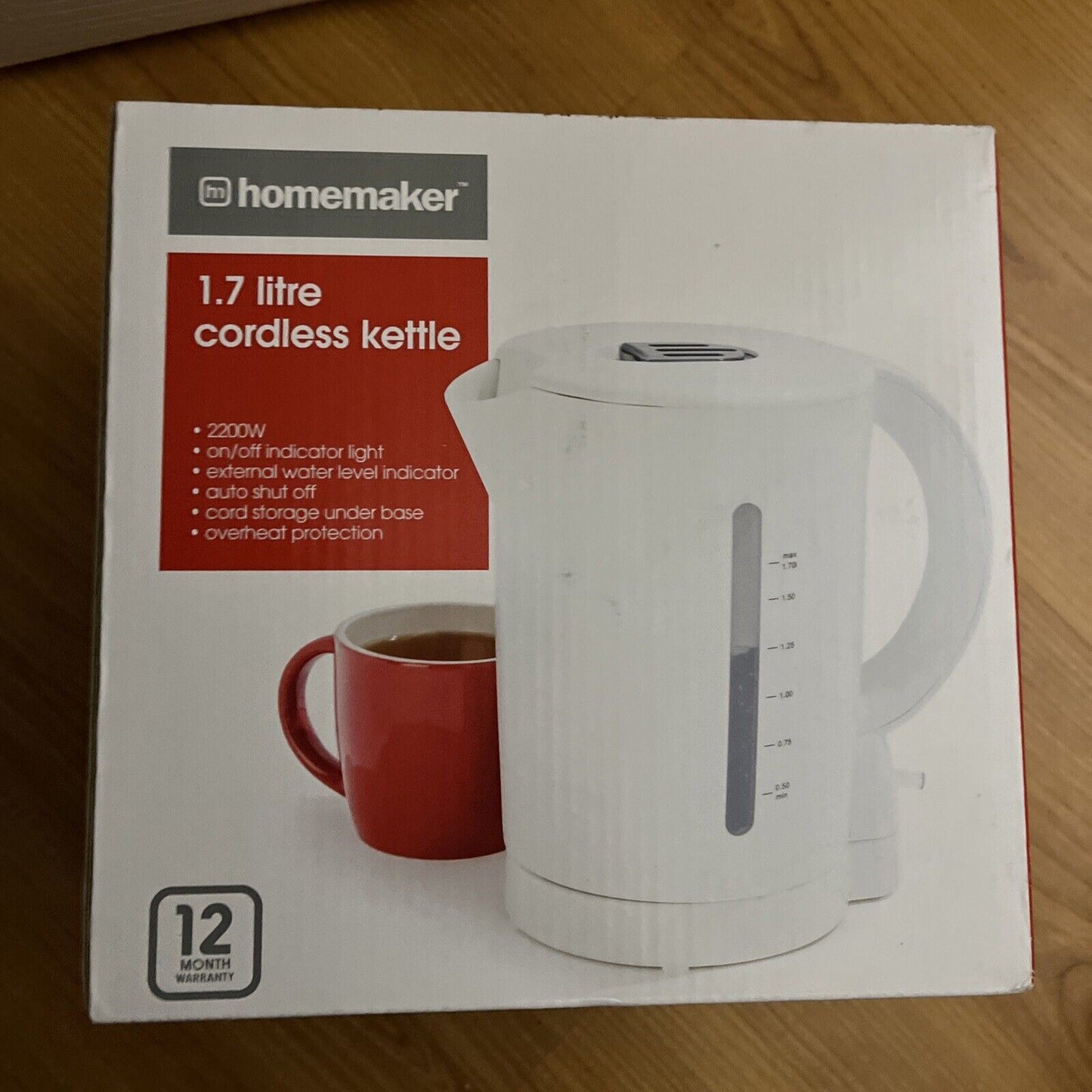 Homemaker 1.7 litre Cordless Kettle NEW