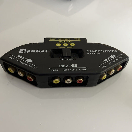 Sansai Game Selector AV-104 3 Way Splitter RCA Audio Video Composite AV Signal