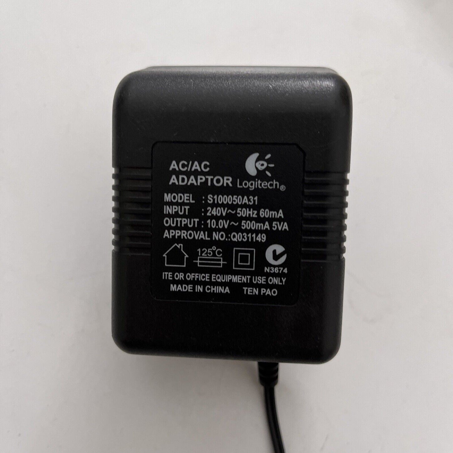 Genuine Logitech AC/AC Adaptor S100050A31 Power Supply 10V 500mA