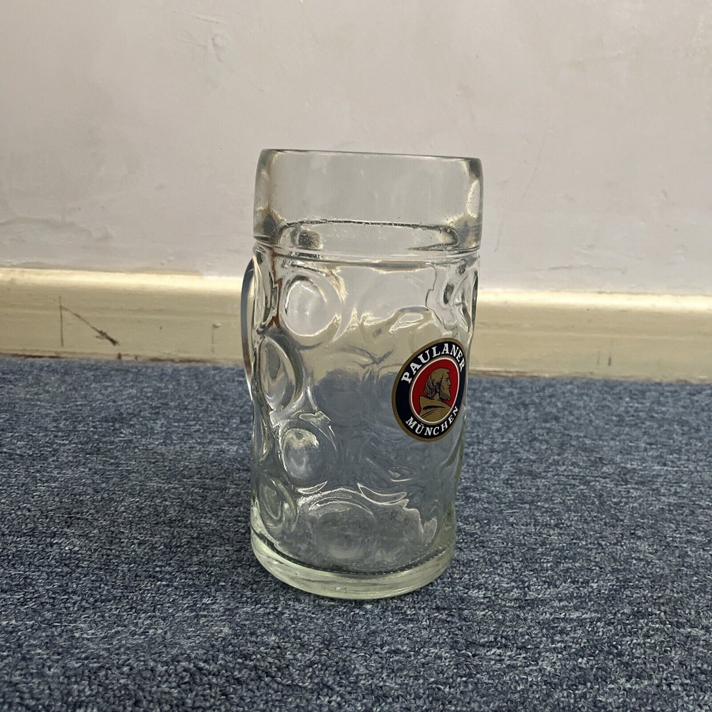 Genuine Paulaner Munchen Sturdy Hotel Quality Glass Beer Mug 1Ltr or 2 Pint