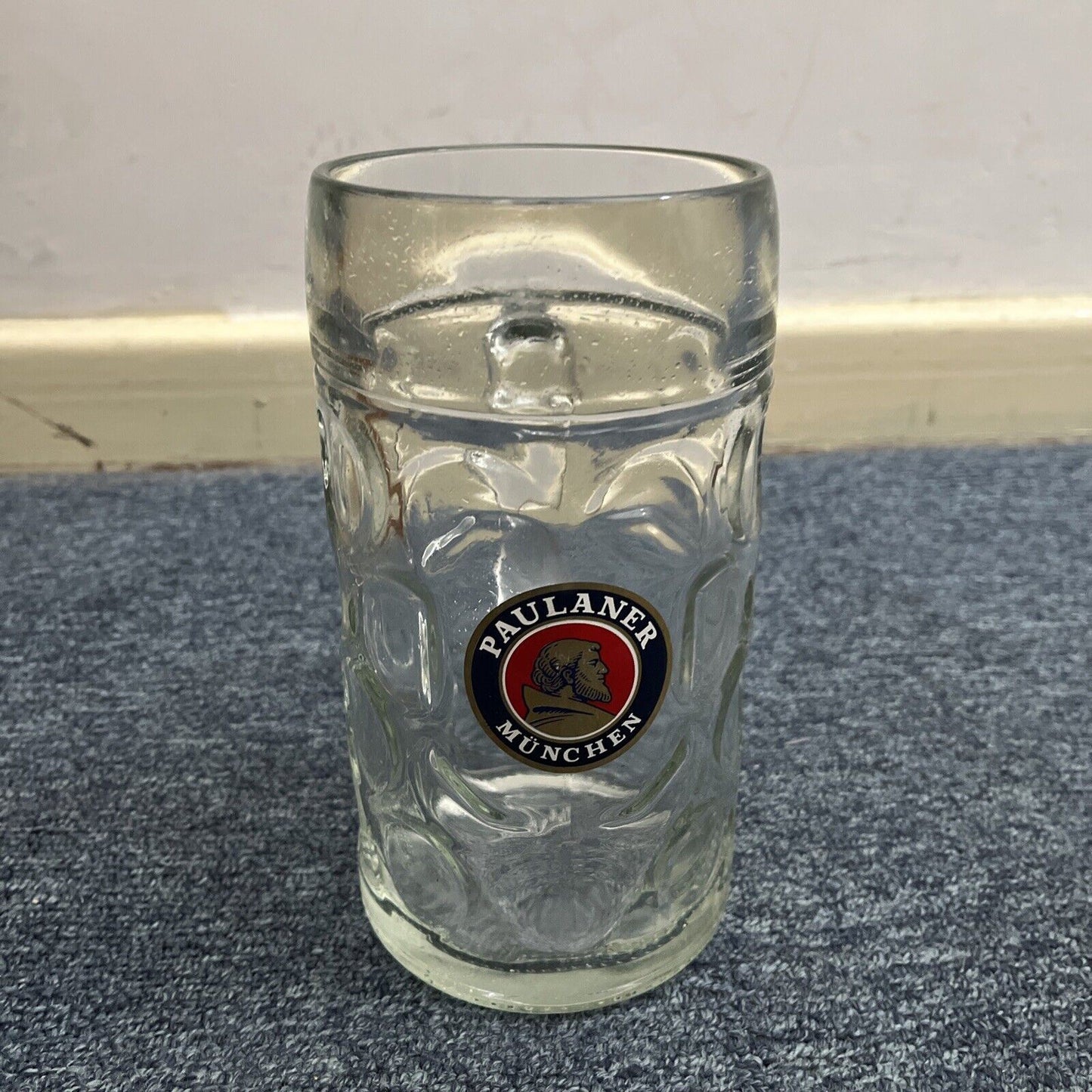 Genuine Paulaner Munchen Sturdy Hotel Quality Glass Beer Mug 1Ltr or 2 Pint