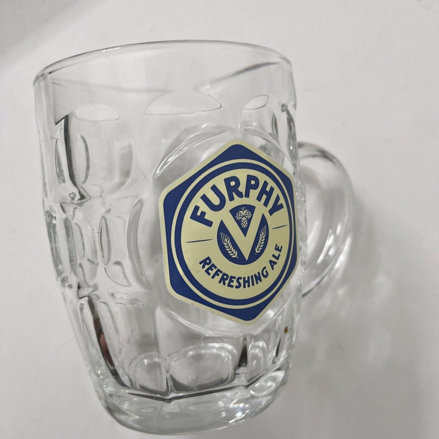 Furphy Refreshing Ale Heavy Dimpled Glass 570ml Pint Beer Mug