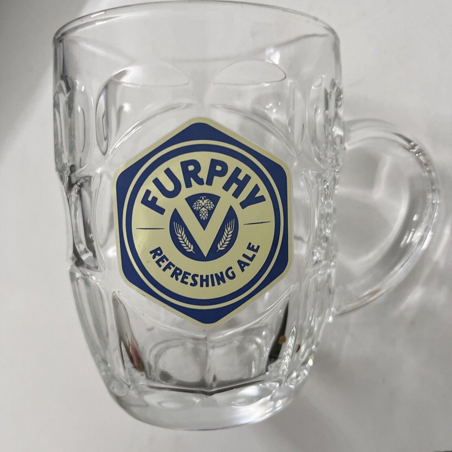 Furphy Refreshing Ale Heavy Dimpled Glass 570ml Pint Beer Mug