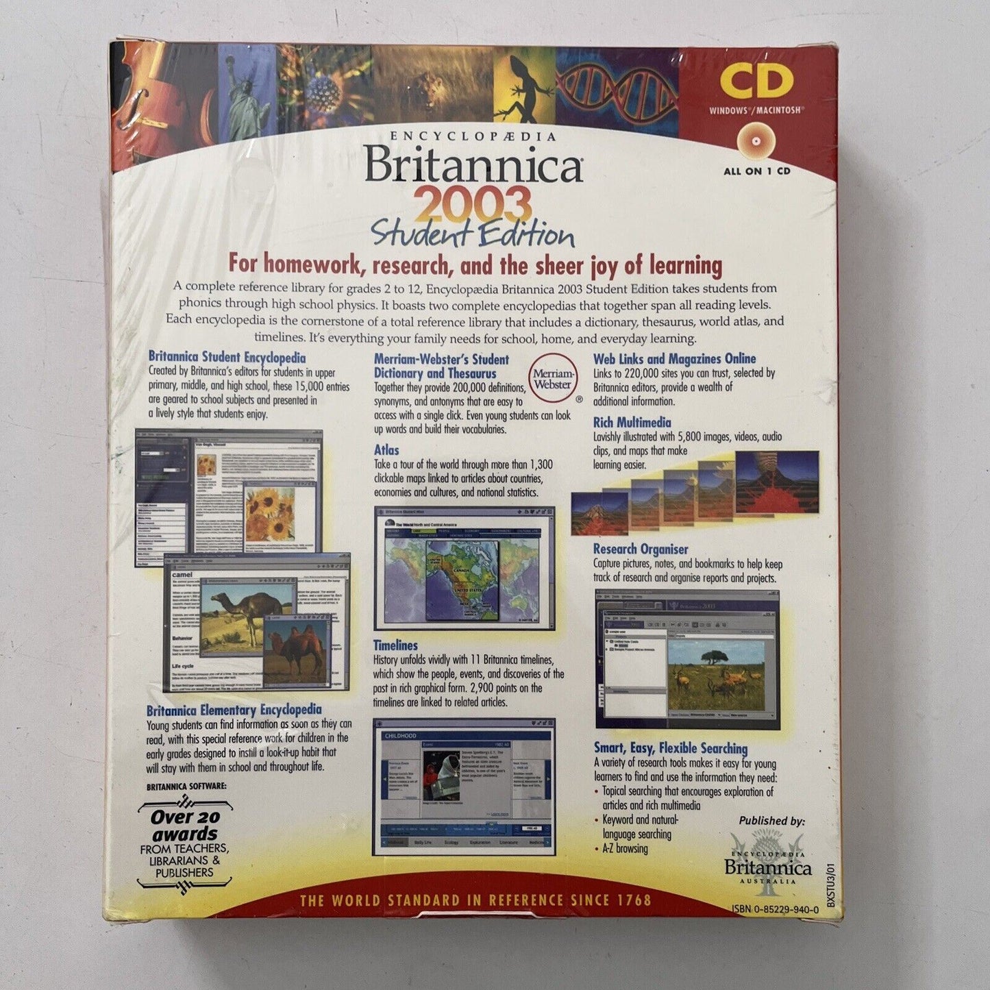 Encyclopaedia Britannica 2003 Student Edition  - PC Windows Mac Software