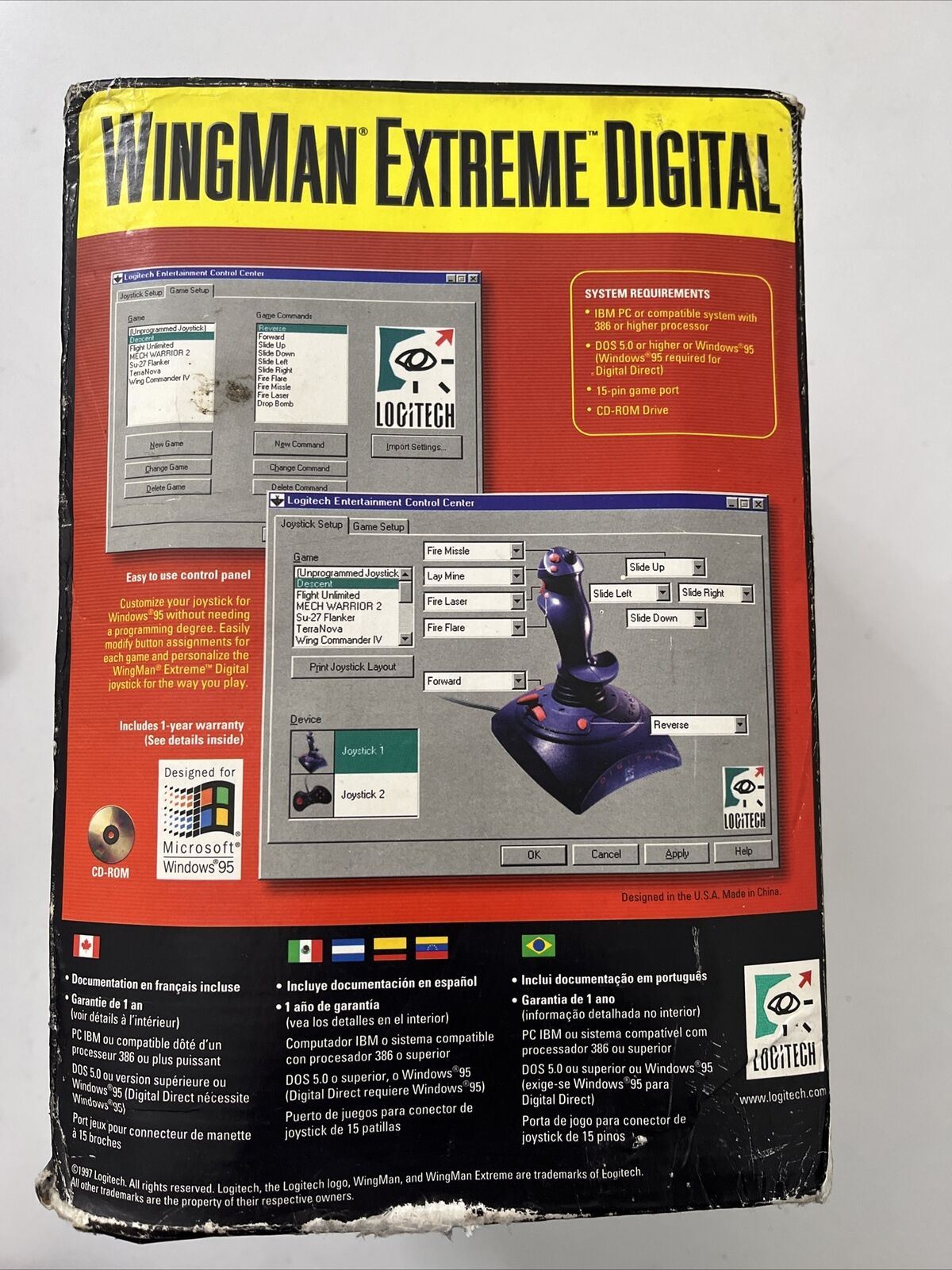 Retro Logitech Wingman Extreme Digital Precision Joystick IBM PC Game Port